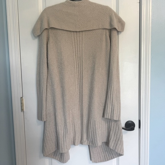 Barefoot Dreams Cozy Chic Open Front Shawl Tan Cardigan Sweater Size Small - Picture 2 of 6